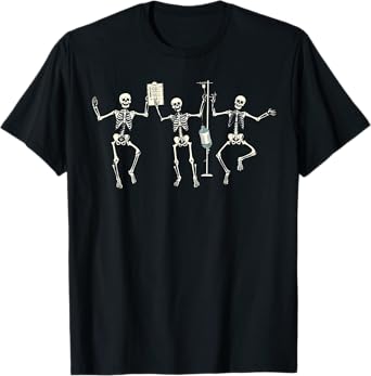 Funny Nurse Skeleton Halloween Healthcare Crew Skeleton T-Shirt
