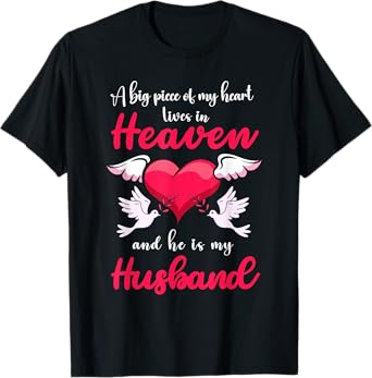 Big Piece Of My Heart Lives In Heaven He Is My Husband Angel T-Shirt