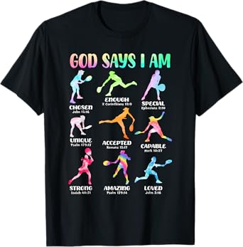 God Says I Am Christian Girls Teens Kids Tennis Tie Dye T-Shirt