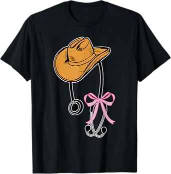 Western Coquette Stethoscope Hat Cowgirl Registered Nurse T-Shirt