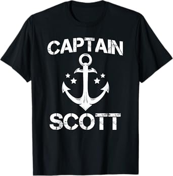 CAPTAIN SCOTT Funny Birthday Personalized Name Boat Gift T-Shirt