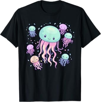 Jellyfish Cute Kawaii Sea Ocean Creature Fish School Pastel T-Shirt