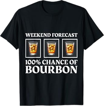 Weekend Forecast 100% Chance Of Bourbon - Funny Drinking T-Shirt