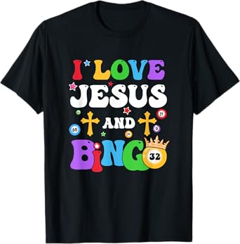 I Love Jesus And Bingo Christian Cross Board Games T-Shirt