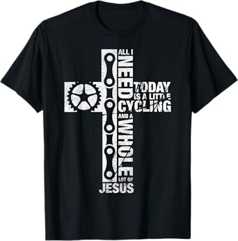 Vintage I Need Is Cycling And Jesus Christian Religious T-Shirt