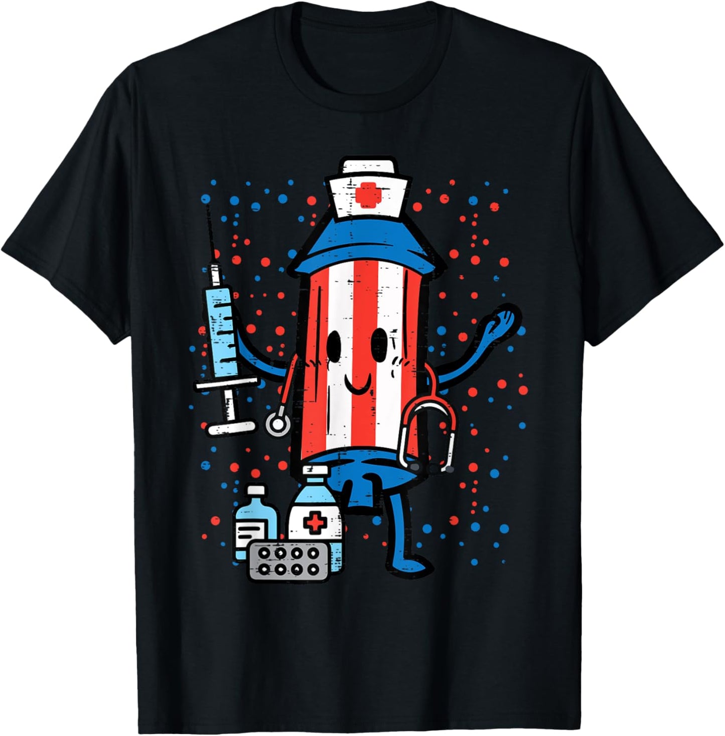 4th Of July Firecracker Nurse Funny America Scrub Top Women T-Shirt