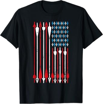 Vintage American Flag Archery Bow Hunting T-Shirt