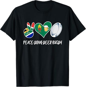 South Africans love peace Braai Beer Rugby Flag Patriotic Women Men T-Shirt