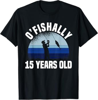 Ofishally 15 Years Old Fisherman 15th Birthday Fishing T-Shirt