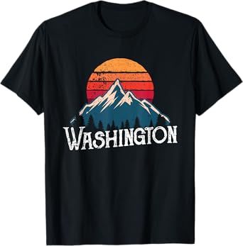 Retro Washington WN Mountains State Outdoor T-Shirt T-Shirt