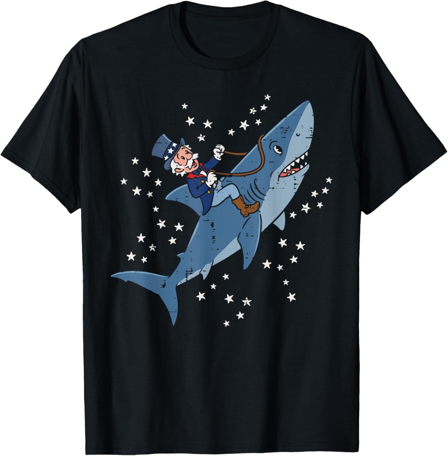 4th Of July Uncle Sam Shark American Boys Kid Youth Men T-Shirt