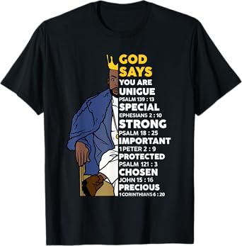 Black History God Says You Are African Christian Men Boys T-Shirt