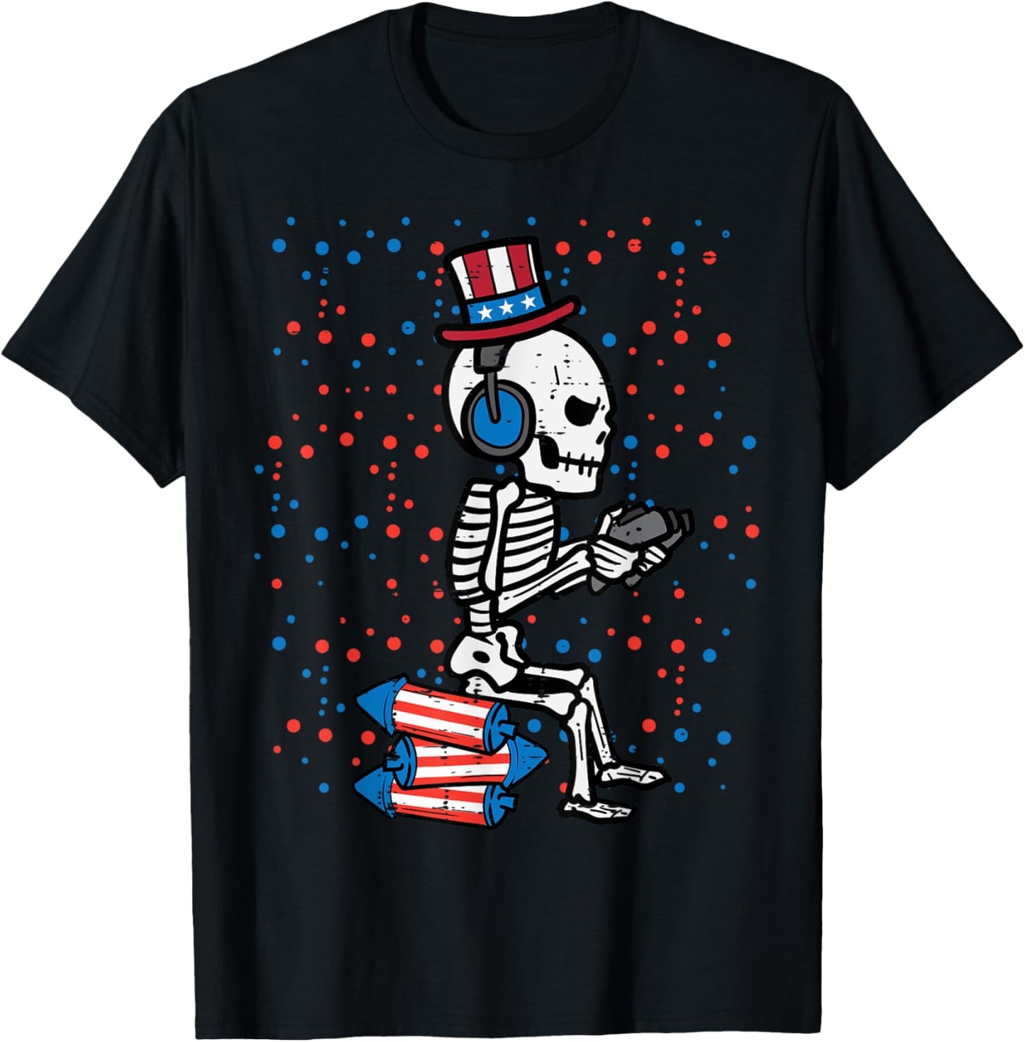 4th Of July Skeleton Gamer Funny America Boys Kids Men Teen T-Shirt