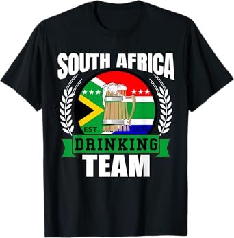 South Africa Drinking Team Funny African Flag Party Gift T-Shirt