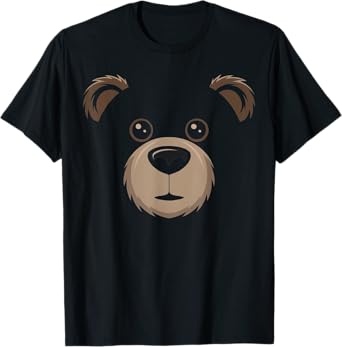 Bear Face Halloween Costume Brown Bear Animal Kids T-Shirt