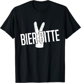 Zwei Bier Bitte Finger Peace Sign T-Shirt