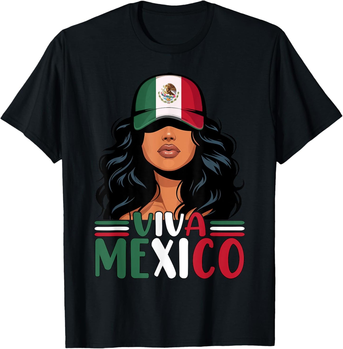 Viva Mexico Mexican Girl Independence Day Mexican Flag Women T-Shirt