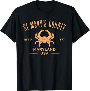 St Mary's County Maryland USA Crab Distressed Design T-Shirt