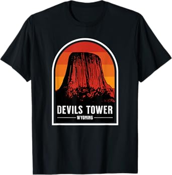 Retro Devils Tower National Monument Wyoming Hiking T-Shirt
