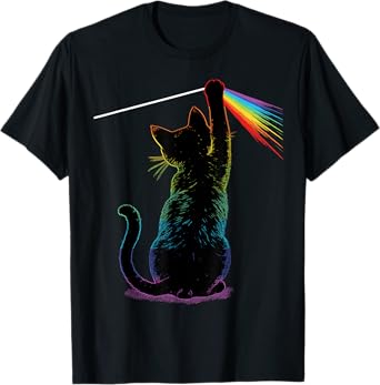 Black Cat Rainbow Light Prism Science Lover Physics LGBT Men Women T-Shirt