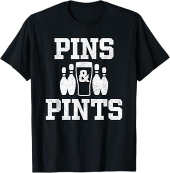Funny Bowling Beer Drinking Bowler Pins & Pints T-Shirt