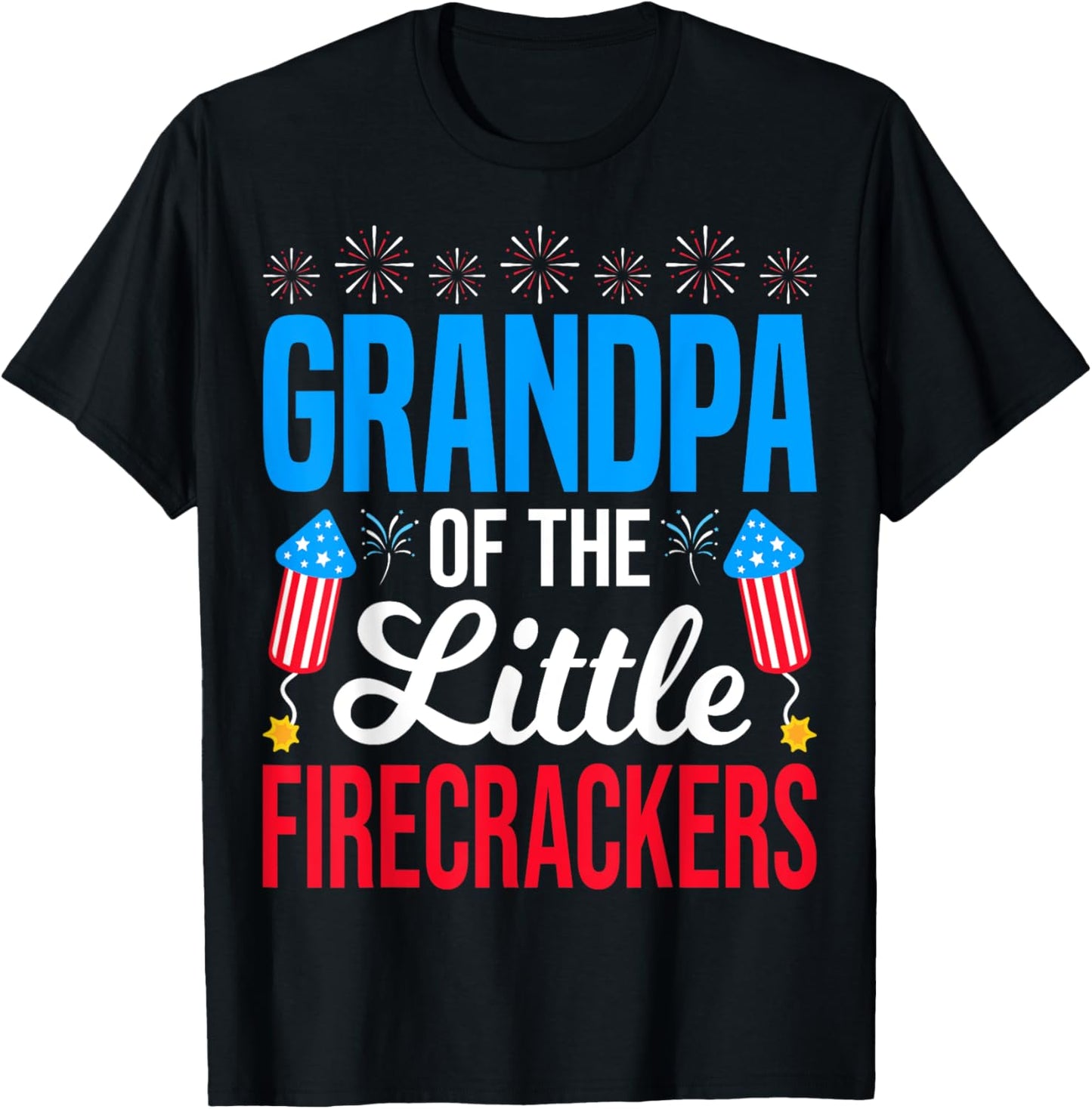 Grandpa Of The Little Firecrackers 4th Of July USA Patriotic T-Shirt