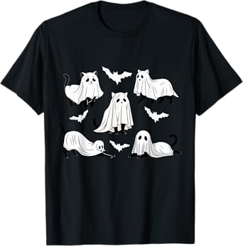 Halloween Cat Black Cat Halloween Scary Cat Angry Cat Funny T-Shirt for Men Women Kids