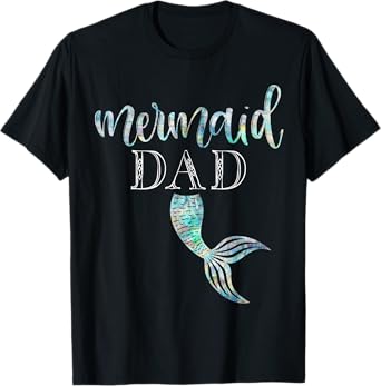 Mermaid Dad Shirt Daughter Birthday Party Merman Gift Tee