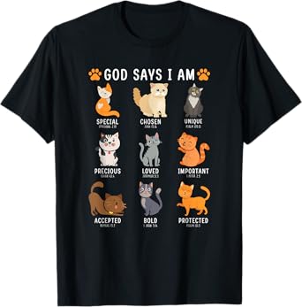 God Says I Am Kitten Cat Funny Cats Bible Verse Christian T-Shirt for Men Women Kids
