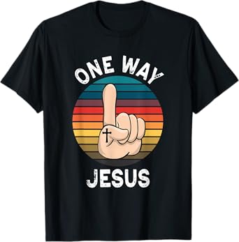 Vintage Finger Up People Christian Revolution One Way Jesus T-Shirt