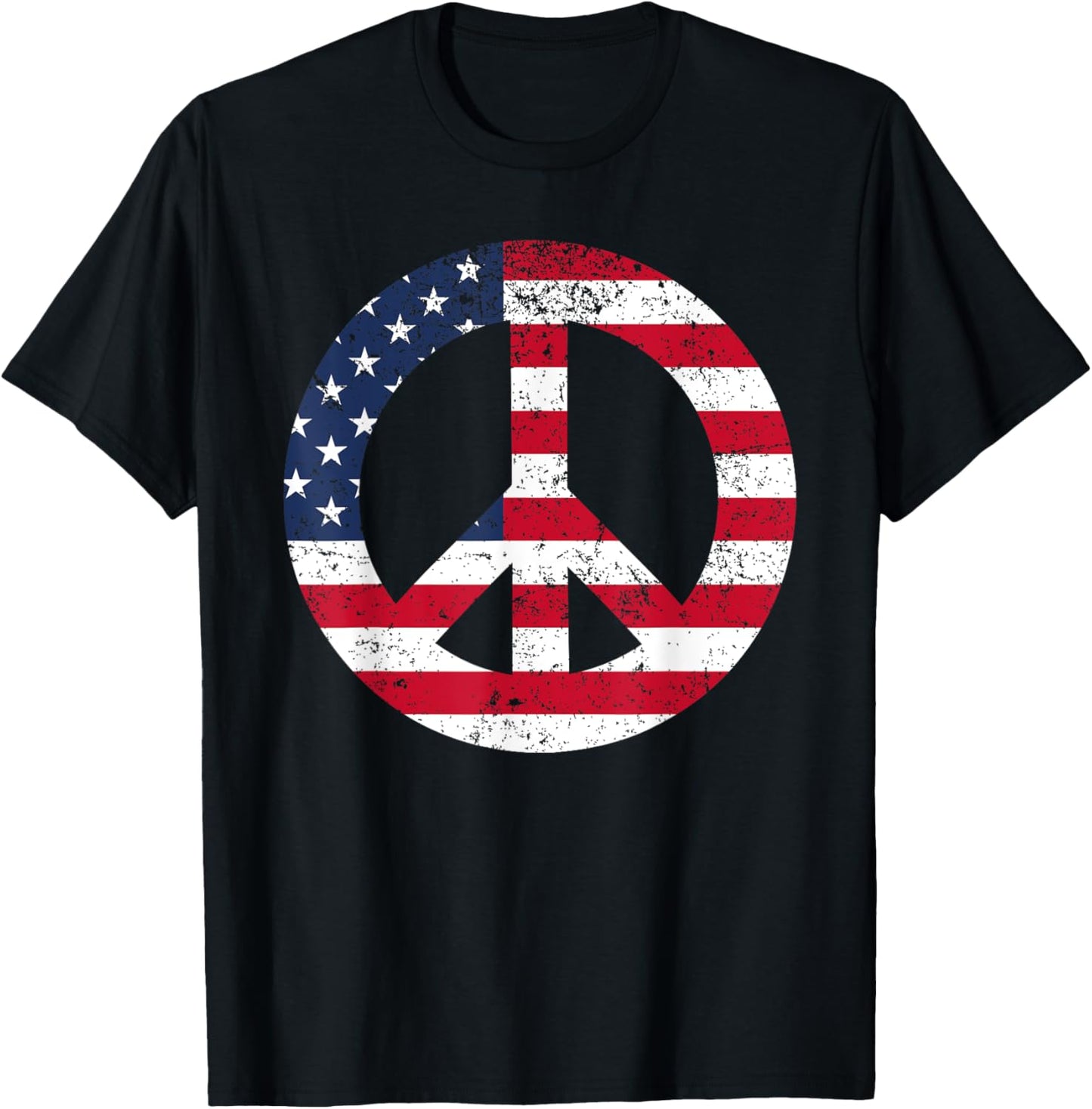 Peace Sign Patriotic USA Flag Peace & Love T-Shirt