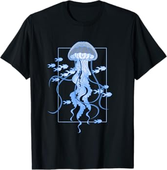 Jellyfish and Fishes Graphic in Sea T-Shirt