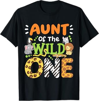 Aunt Of The Wild One Kids Boys Safari Zoo Birthday Family T-Shirt