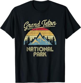 Vintage Retro Grand Teton Tee - National Park T Shirt T-Shirt