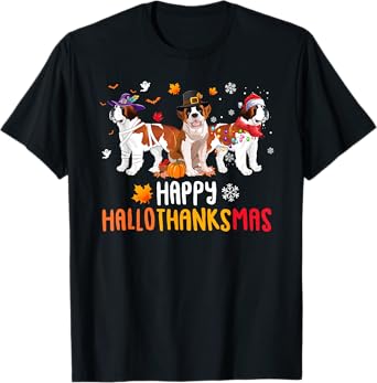 Halloween Thanksgiving Christmas Funny Saint Bernard Dogs T-Shirt