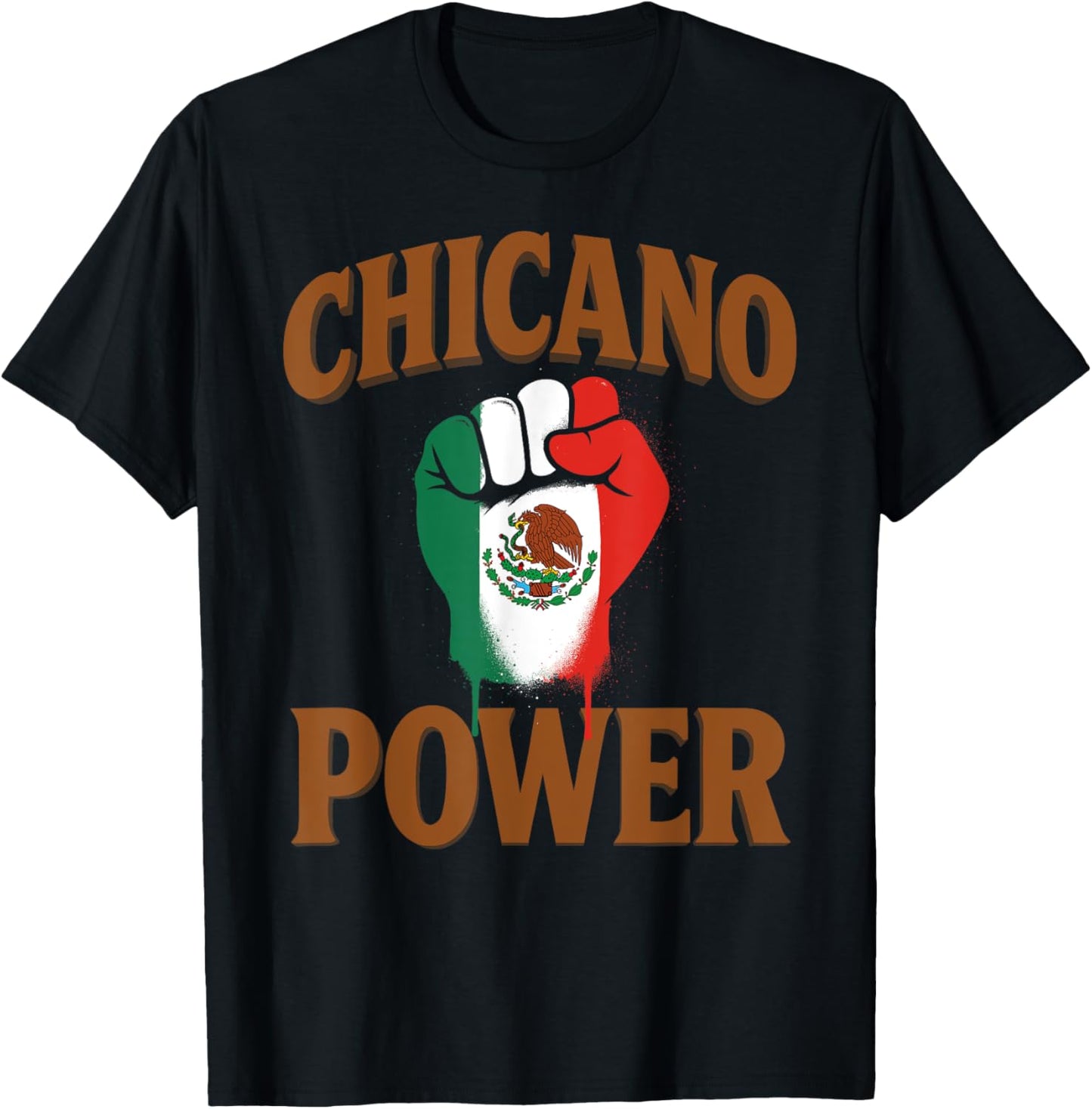 Chicano Power Mexican Mexico Flag Brown Latino Raza No Migra T-Shirt