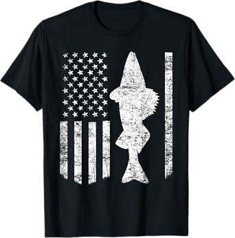 Walleye Fishing American Flag Fisherman Gift T-Shirt