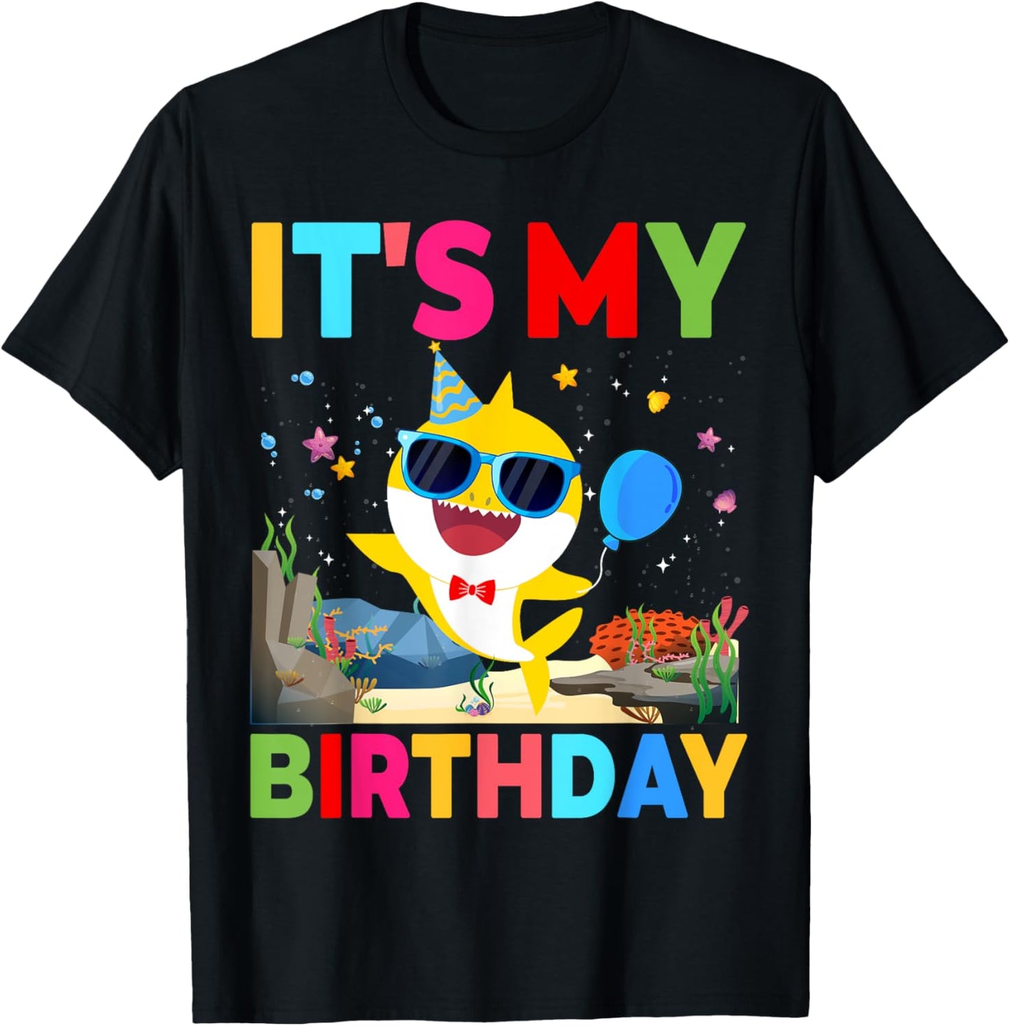 Funny It's My Birthday Boy Girl Family Shark Kids Bday Party T-Shirt