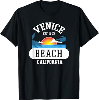 Retro Venice Beach California Graphic Design Novelty Art Men Women T-Shirt