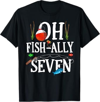 O-fish-ally Seven Birthday Decorations 7th Birthday Boy T-Shirt
