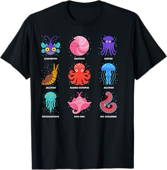 Anglerfish Nautilus Isopod Jellyfish Dumbo Octopus Sea T-Shirt