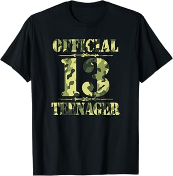 Official Teenager Teen 13th Birthday Thirteen Camo Hunting T-Shirt