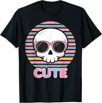 Pastel Goth Fairycore Grunge Kawaii Cute Halloween Skull T-Shirt