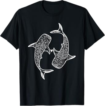 Retro Tribal Whale Sharks Heart Lover Ocean Wildlife Nature T-Shirt