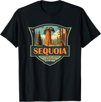 Sequoia National Park Illustration Travel Retro Badge T-Shirt