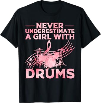 Funny Drummer Art For Girls Women Drumming Drum Set Drummer T-Shirt