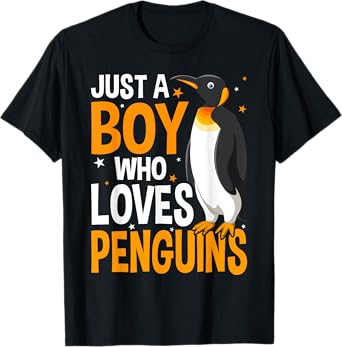 Just a Boy who loves Penguins Kids Boys Penguin Lover T-Shirt