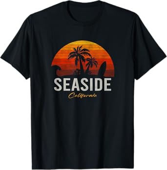 Seaside California Retro Surfer Vintage Beach T-Shirt