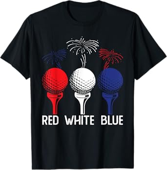 Golf Red White Blue Us Flag Patriotic 4th Of July TShirt T-Shirt for Women Men