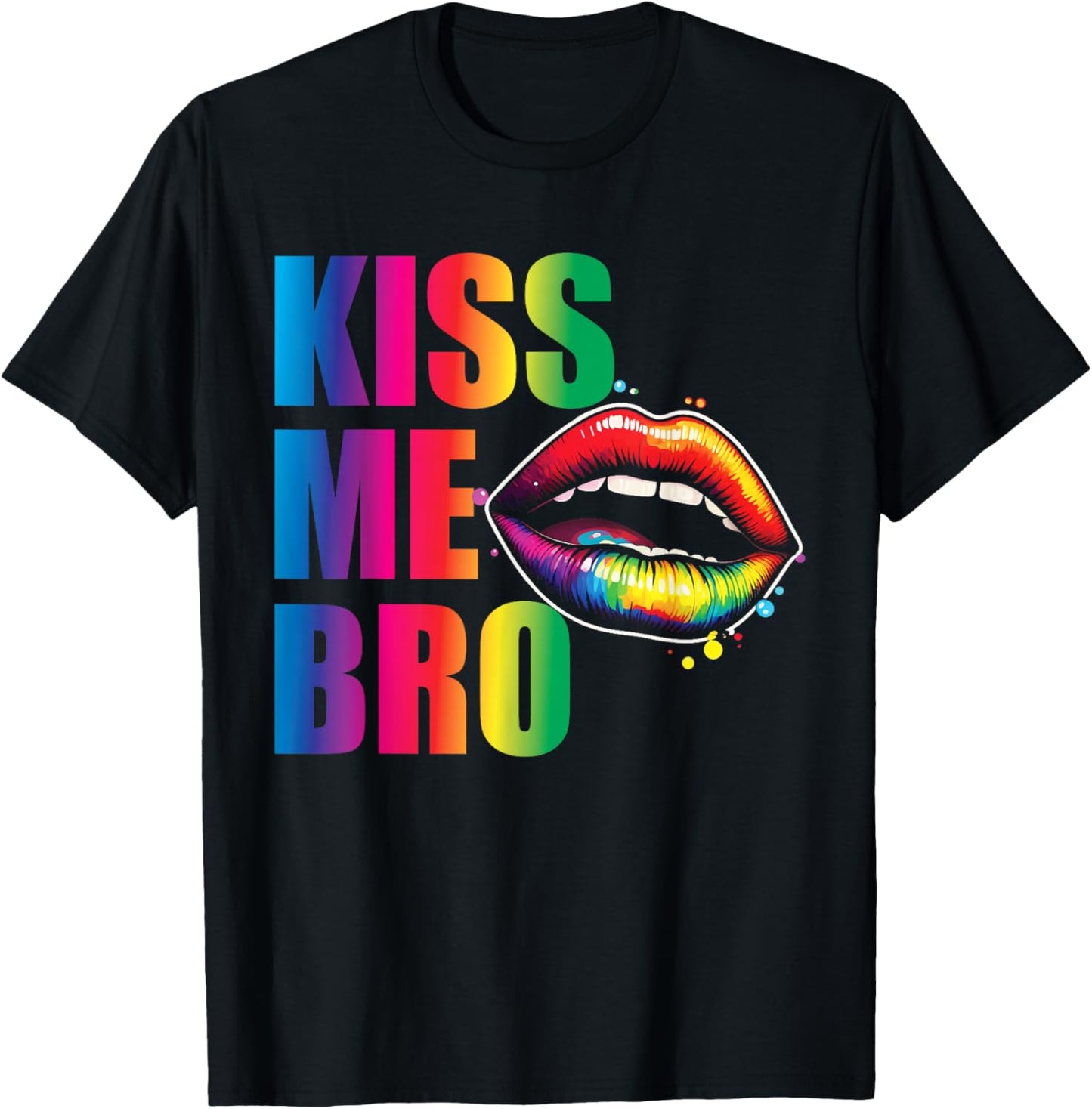 Kiss Me Bro - Funny Gay Rainbow Lips LGBTQ Pride CSD Men T-Shirt